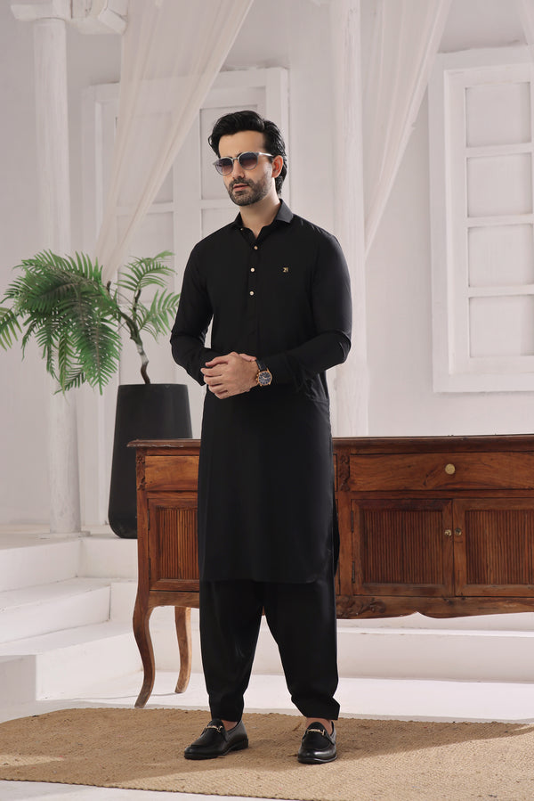 PREMIUM WASH N WEAR SHALWAR KAMEEZ BLACK