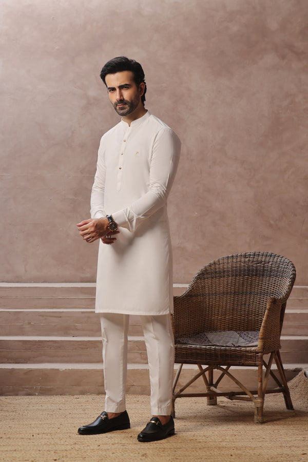 PREMIUM WASH N WEAR KURTA PAJAMA WHITE