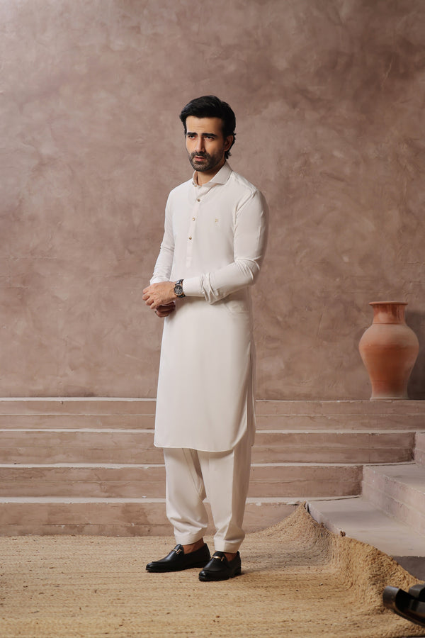 PREMIUM WASH N WEAR KAMEEZ SHALWAR WHITE